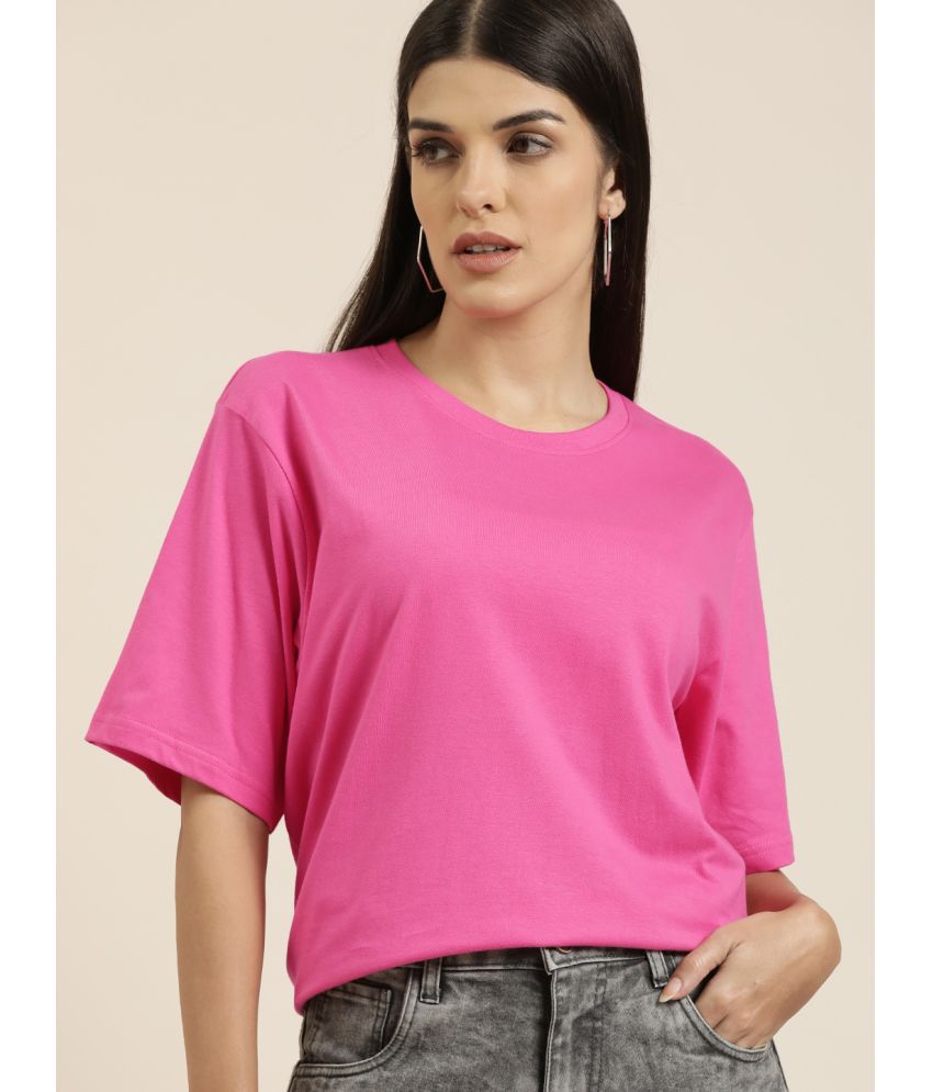    			Difference of Opinion - Pink Cotton Loose Fit Women's T-Shirt ( Pack of 1 )