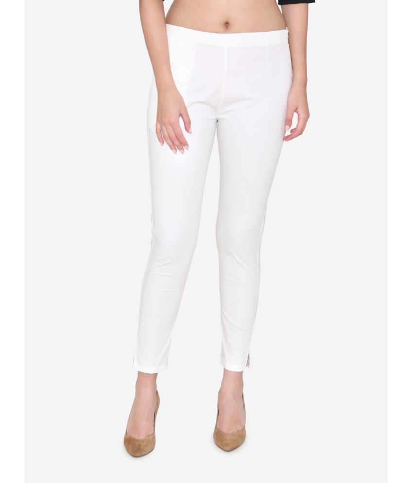     			Vami - White Cotton Slim Women's Cigarette Pants ( Pack of 1 )