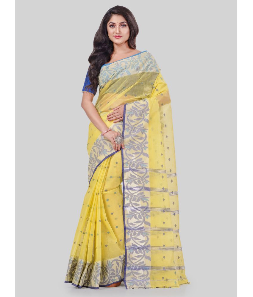     			Desh Bidesh - Yellow Cotton Saree Without Blouse Piece ( Pack of 1 )