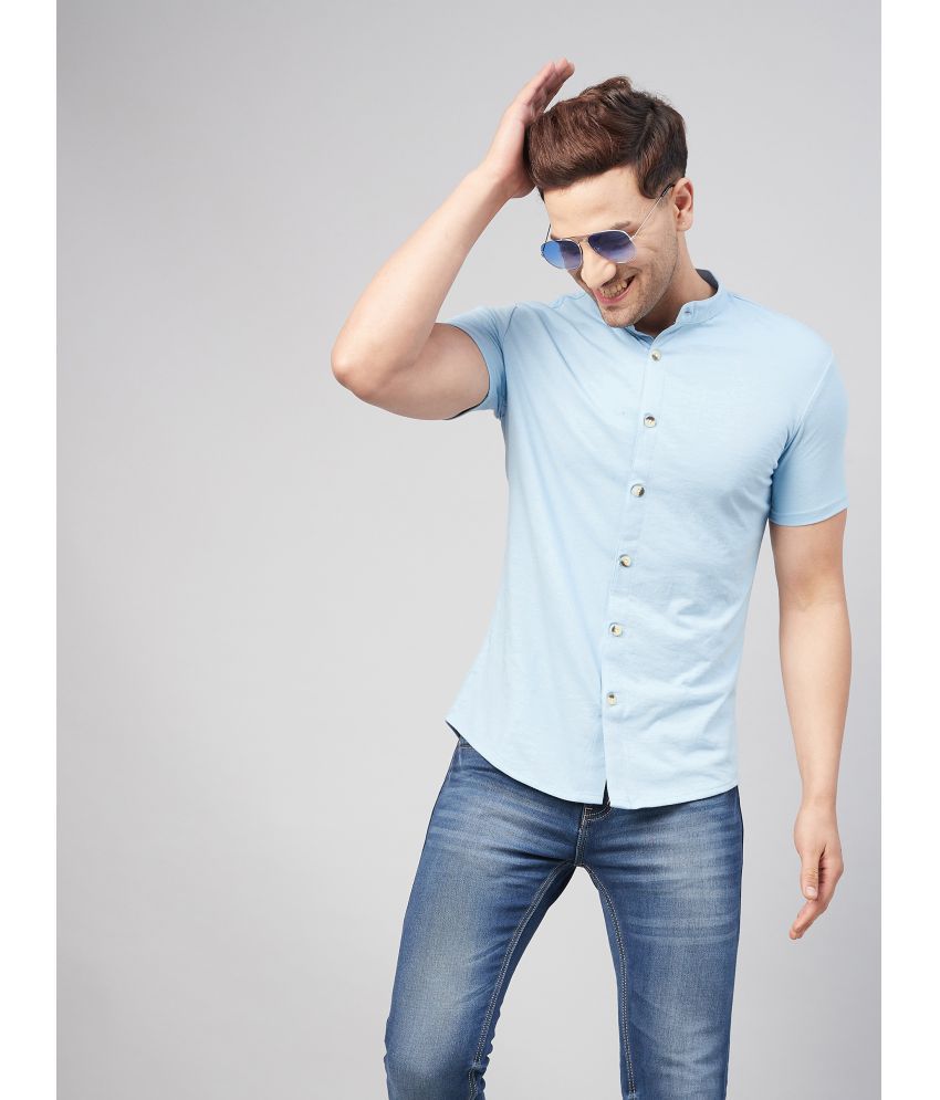Gritstones - Light Blue Cotton Blend Regular Fit Men's Casual Shirt ( Pack of 1 )