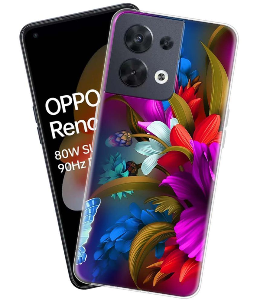     			NBOX - Multicolor Silicon Printed Back Cover Compatible For Oppo Reno 8 5G ( Pack of 1 )