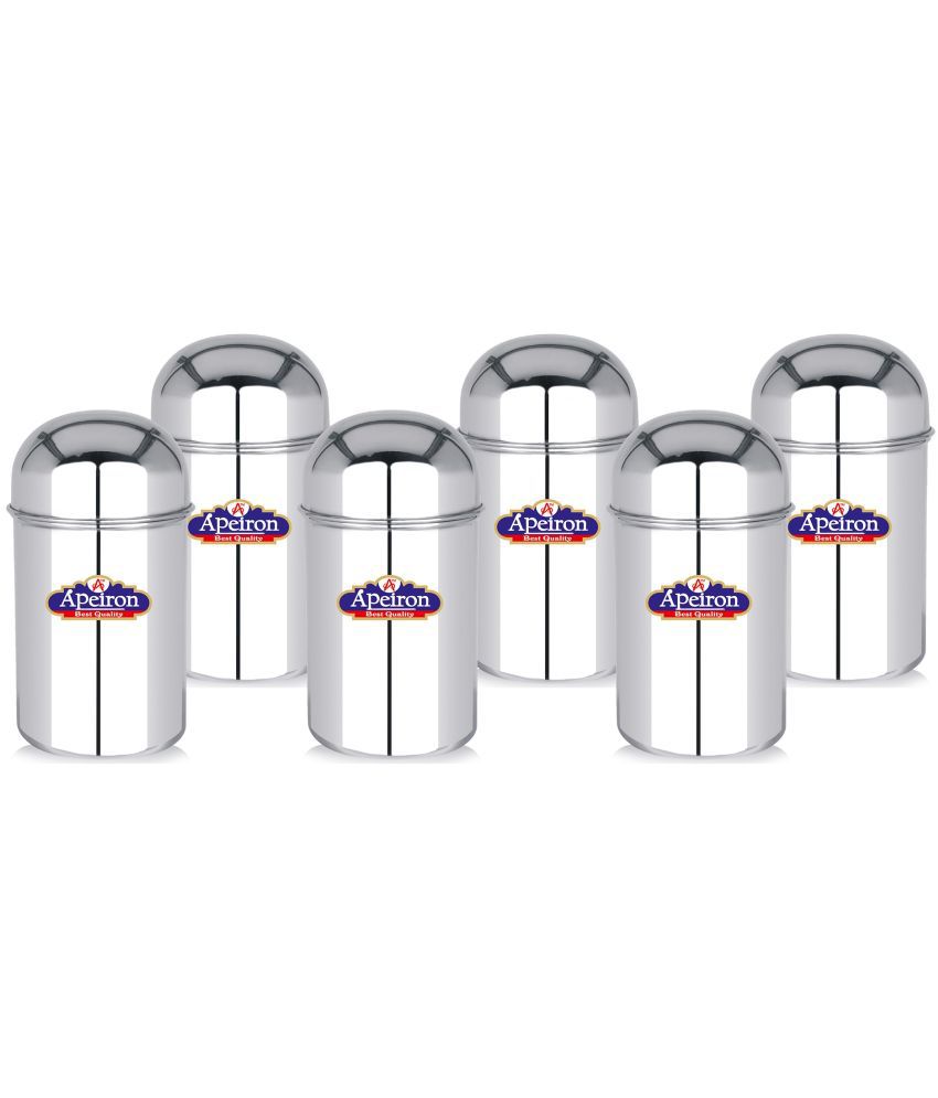     			APEIRON - Steel Silver Tea/Coffee/Sugar Container ( Set of 6 - 750 )