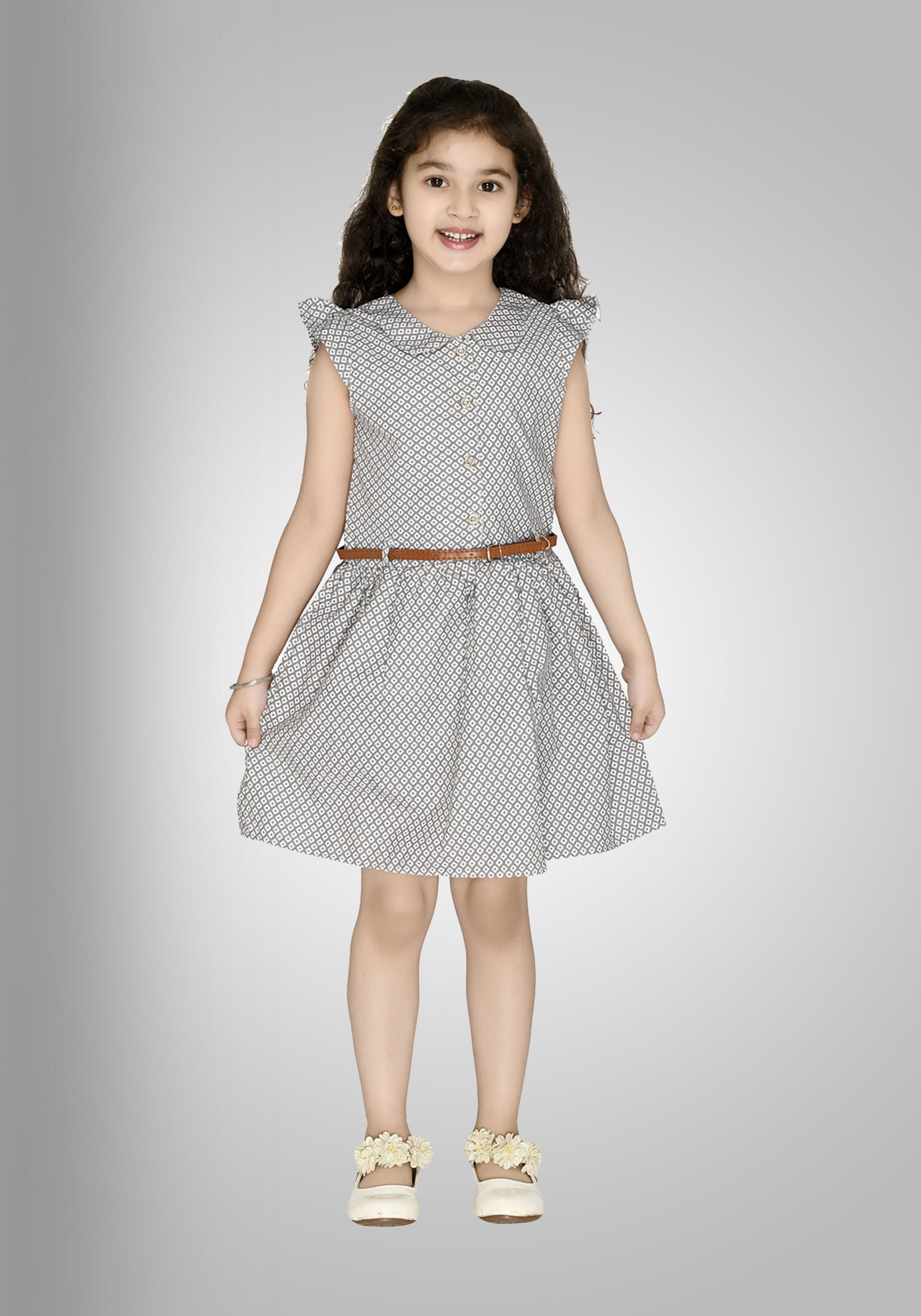     			Arshia Fashions - Gray Cotton Blend Girls A-line Dress ( Pack of 1 )