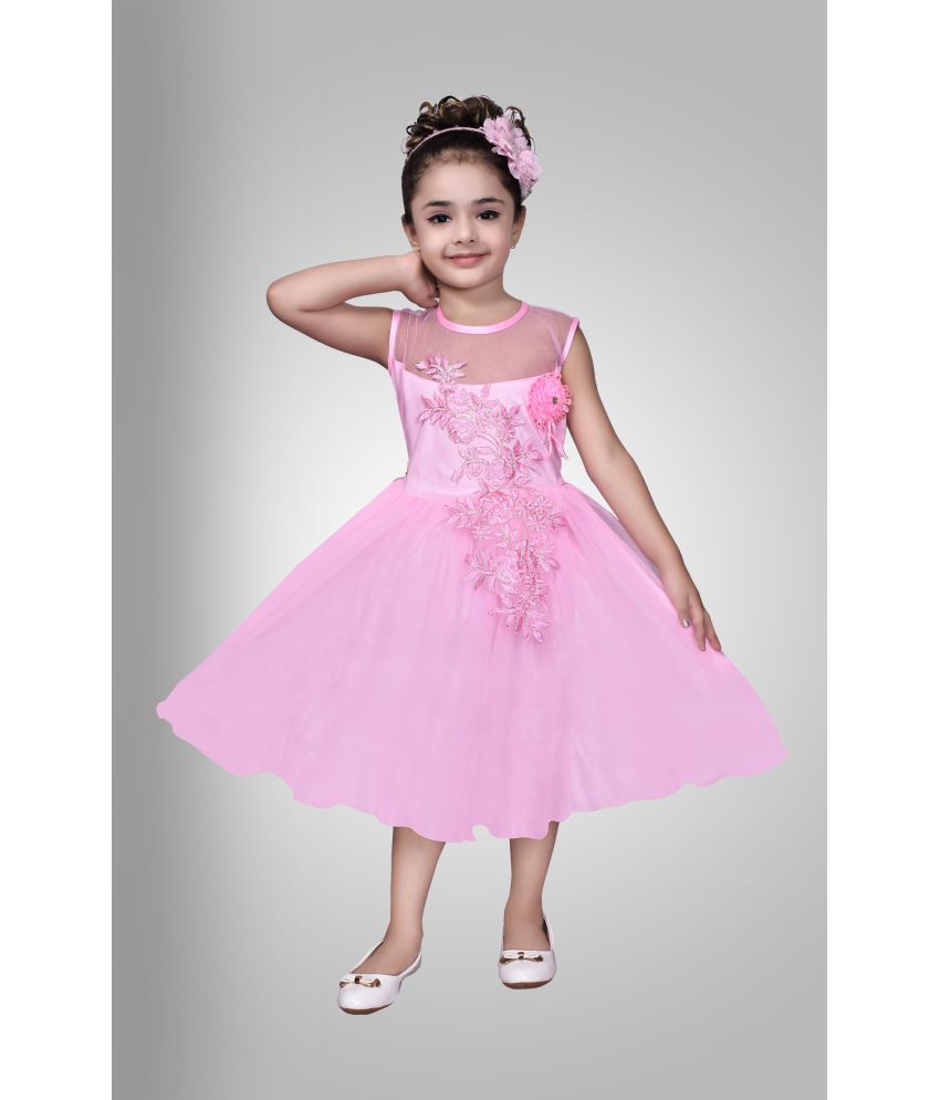     			Arshia Fashions Net Gown For Girls ( Pack of 1 , Pink )