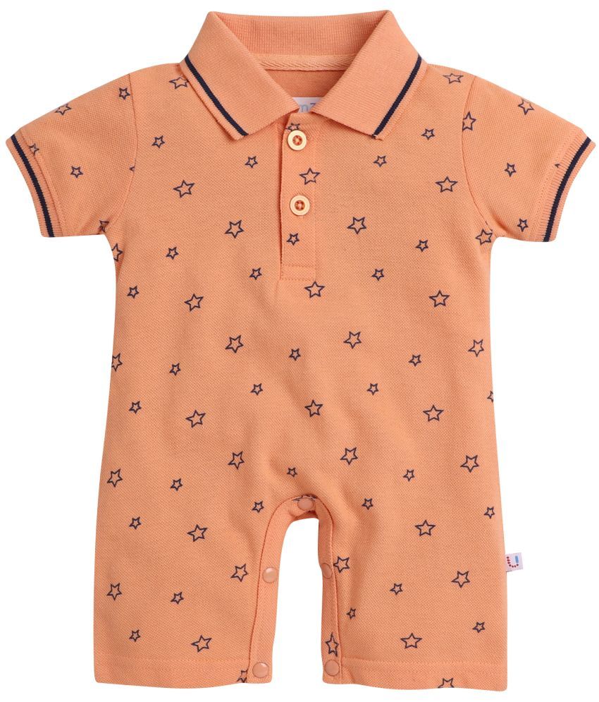     			BUMZEE - Orange Cotton Rompers For Baby Boy ( Pack of 1 )