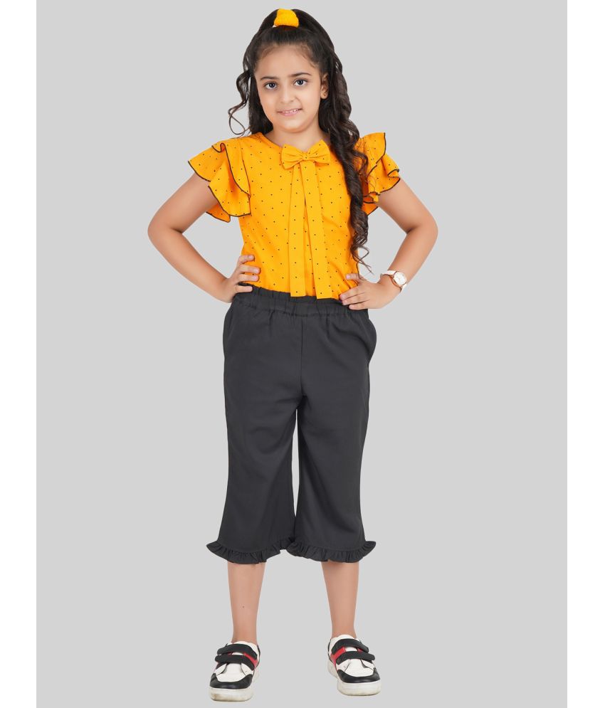     			Being Naughty - Yellow & Black Polyester Girls Top With Capris ( Pack of 1 )