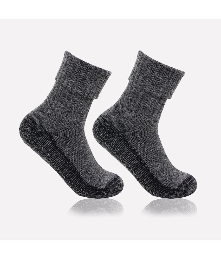     			Bonjour - Gray Woollen Women's Mid Length Socks ( Pack of 2 )