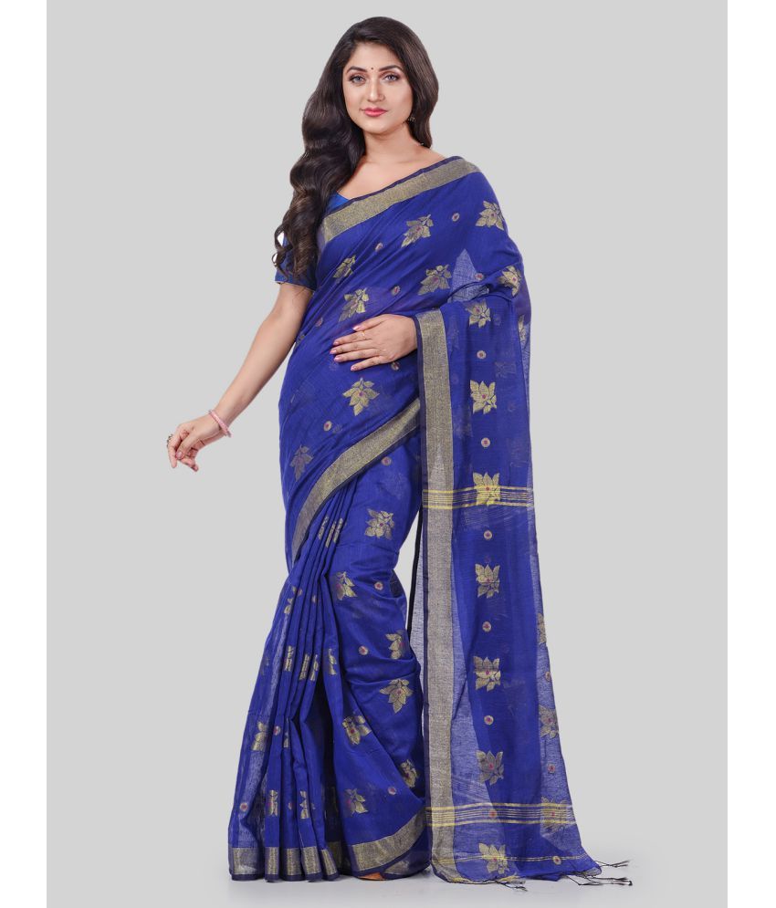     			Desh Bidesh - Blue Cotton Blend Saree With Blouse Piece ( Pack of 1 )