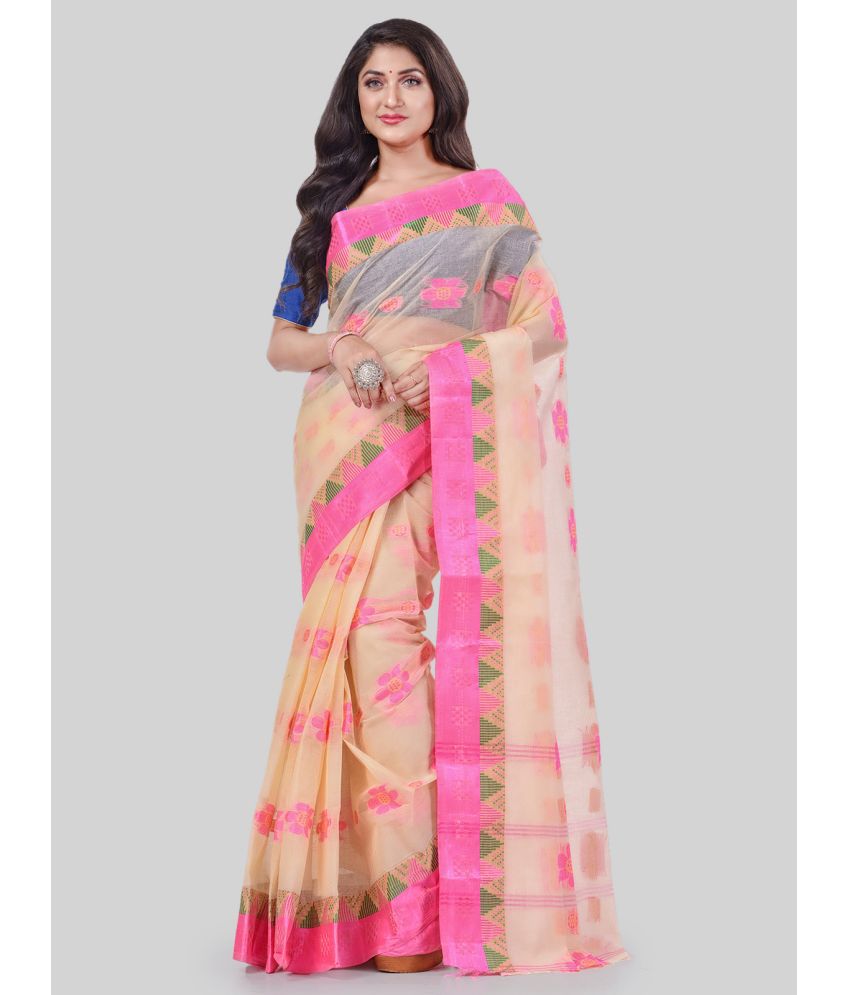     			Desh Bidesh - Pink Cotton Saree Without Blouse Piece ( Pack of 1 )