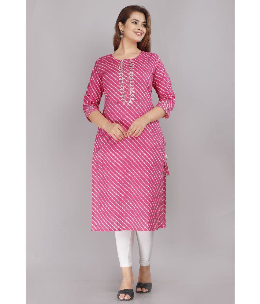     			Jaipur Threads - Pink 100% Cotton Women's Straight Kurti ( Pack of 1 )