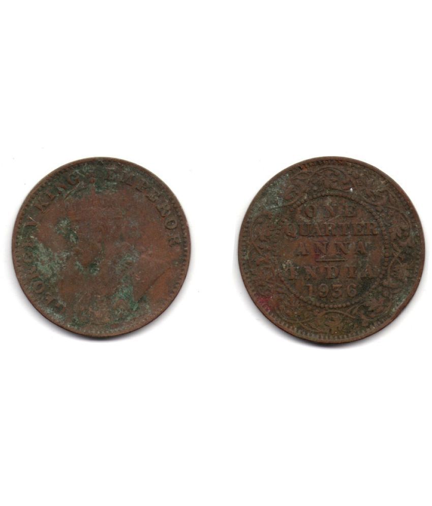    			Nisara Collectibles - Anna copper British india coin rare 1936 George Vi King Emperor One Quarter .  Numismatic Coins