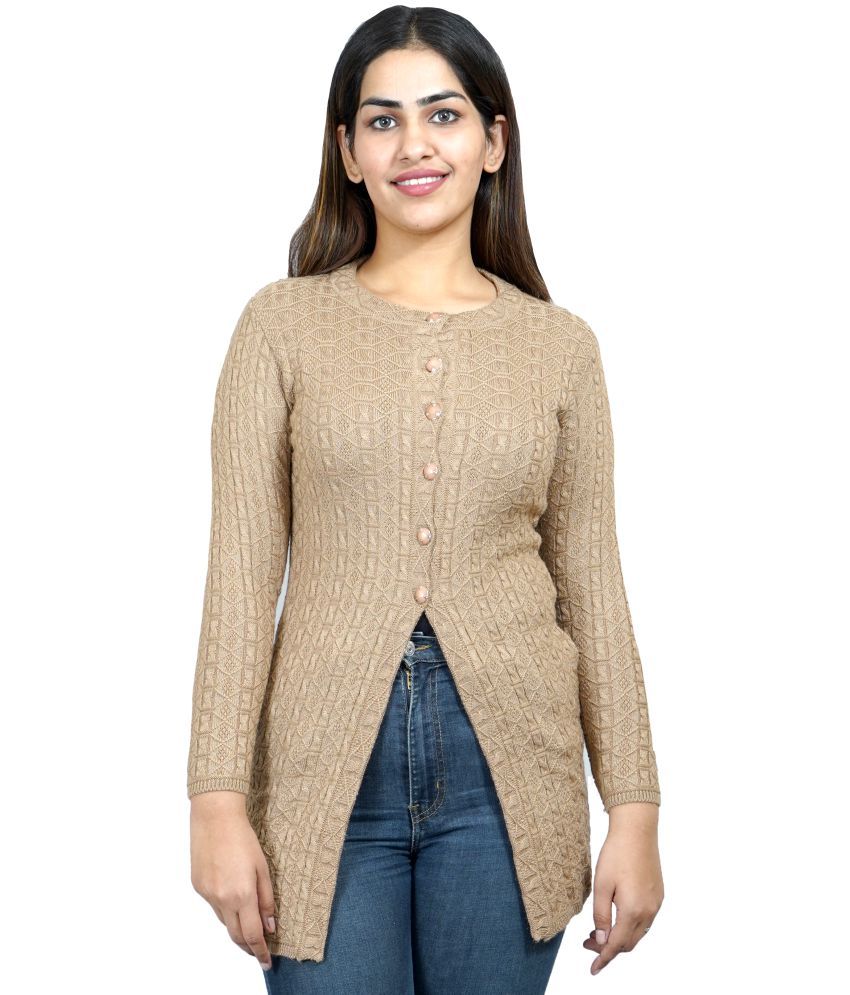     			Ogarti Woollen Khaki Buttoned Cardigans - Single