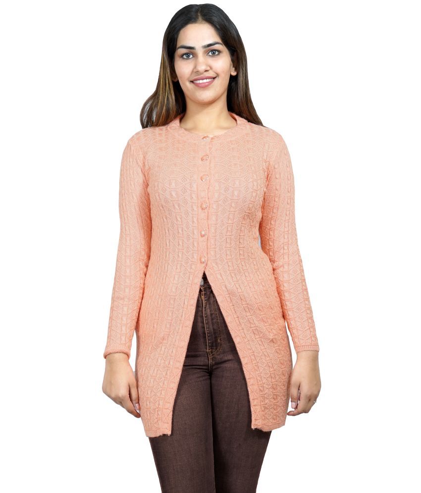     			Ogarti Woollen Peach Buttoned Cardigans - Single