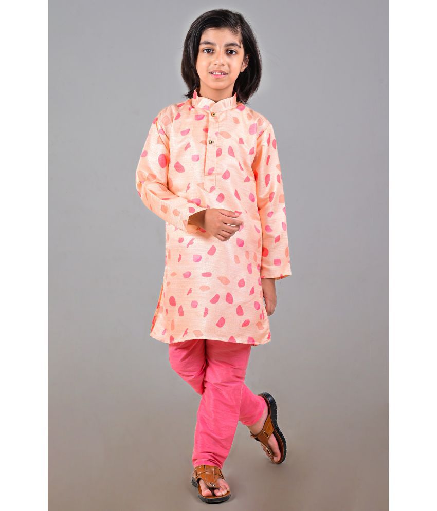     			Vesh - Pink Silk Boys Kurta With Pyjama ( Pack of 1 )
