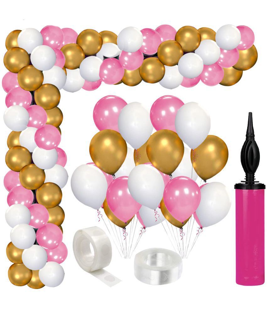     			Zyozi   Pink Balloon Arch Garland Kit,78 pcs Pieces White Pink Gold Mettalic Balloons for Baby Shower Wedding Birthday Graduation Anniversary Bachelorette Party Background Decorations