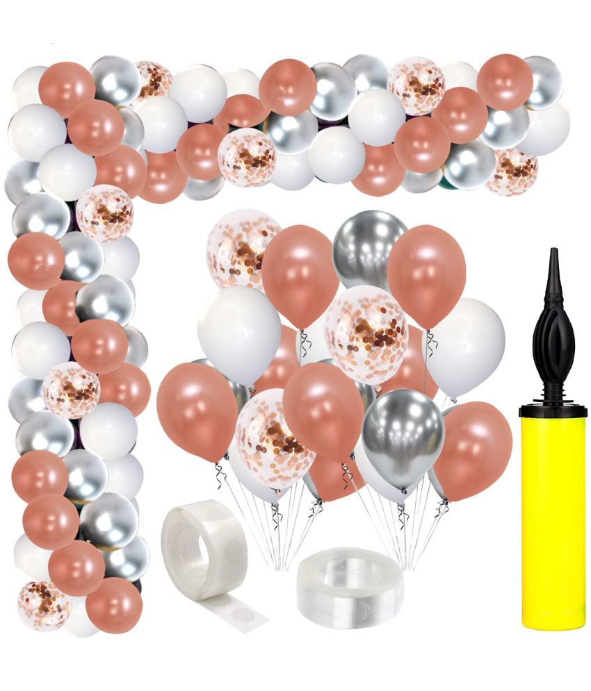     			Zyozi   Rose Gold Balloon Arch Kit, Balloon Garland Rose Gold White Silver Mettalic Balloons with Rose Gold Confetti Balloon for Girl Women Birthday Wedding Party Decoration(Pack Of 78)