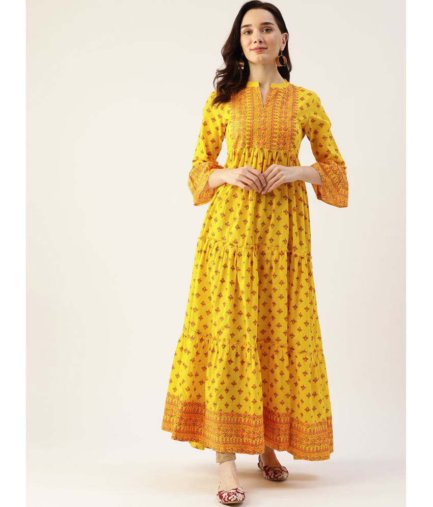     			Kbz - Yellow Cotton Women's A-line Dress ( Pack of 1 )