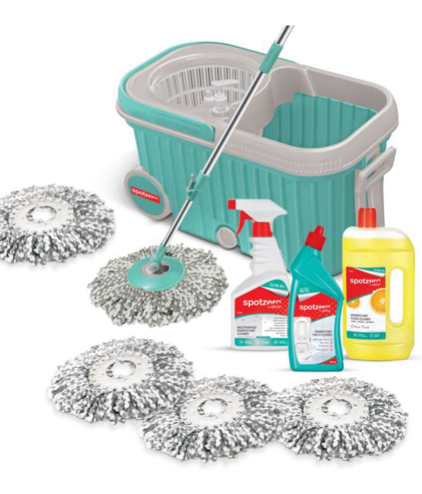     			Spotzero By Milton Elite Mop, Cleaner, Refill Set-(Toilet Cleaner 1 pc - 500 ml, Floor Cleaner 1 pc-1 Ltrs, Multipurpose Cleaner 1 pc - 500 ml, Spin Mop Refill 3pc Pack x 1)