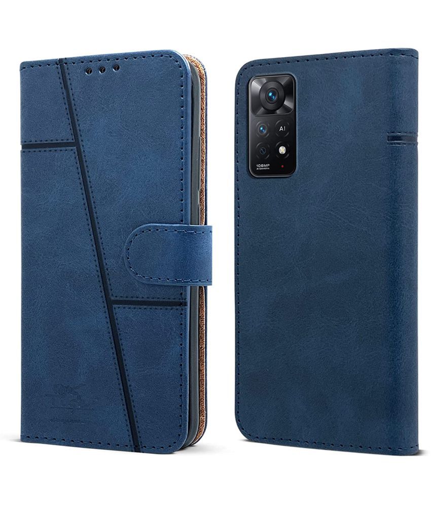     			NBOX - Blue Artificial Leather Flip Cover Compatible For Xiaomi Redmi Note 11 Pro ( Pack of 1 )