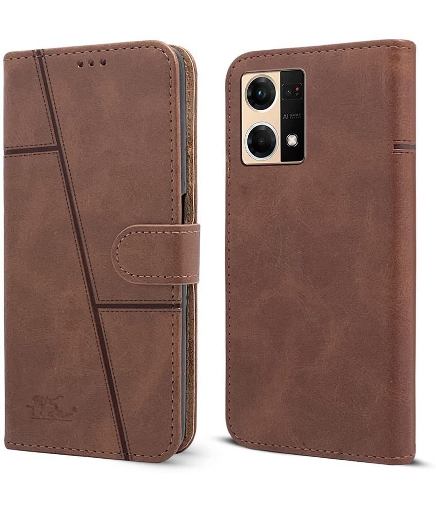     			NBOX - Brown Artificial Leather Flip Cover Compatible For Redmi 11 Prime 5G ( Pack of 1 )