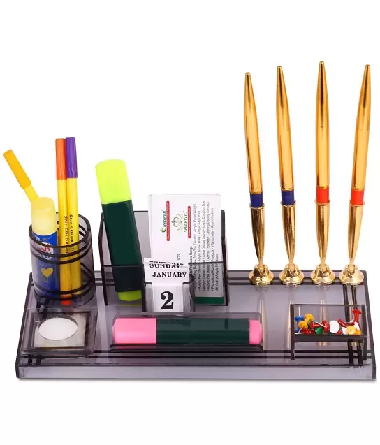 Rasper Multipurpose Desk Organiser Acrylic Pen Stand For Office