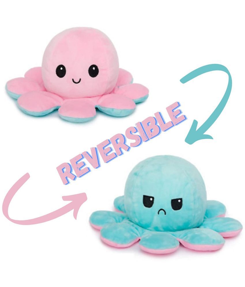 ALPHONSO Octopus Plushie Reversible Soft Toys for Kids | Kids Soft Toys for Baby Girl | Plush Soft Toys for Baby Boys and Girls | Octopus Soft Toy for Kids (Octopus (Pink / Sky Blue), 12 cm)