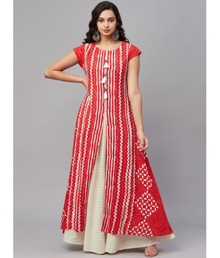     			AMIRA'S INDIAN ETHNICWEAR - Red Rayon Women's Gown ( Pack of 1 )