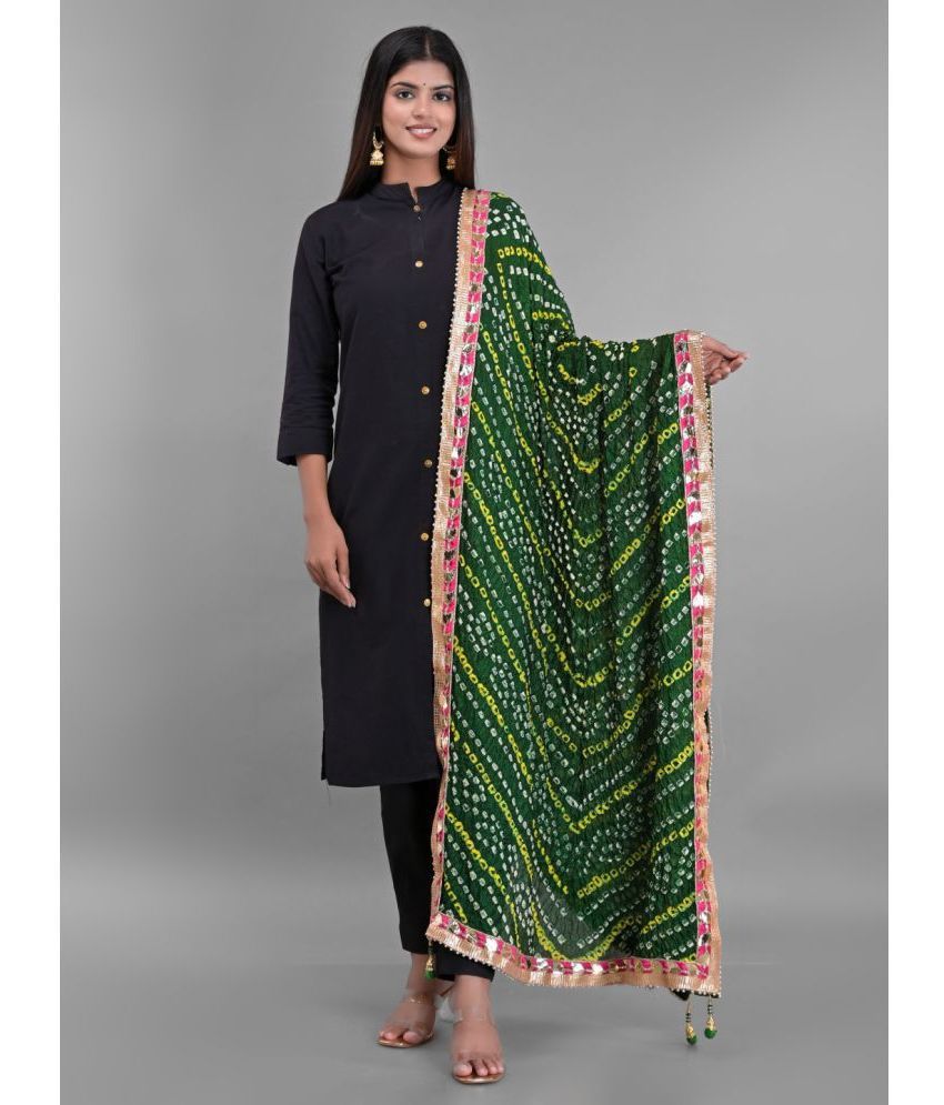     			Anjaneya Creations - Green Silk Women's Dupatta - ( Pack of 1 )