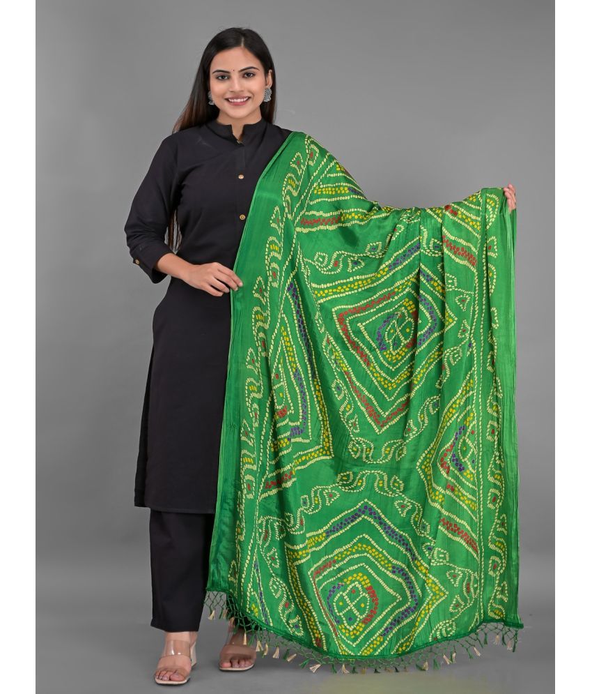     			Anjaneya Creations - Green Silk Women's Dupatta - ( Pack of 1 )