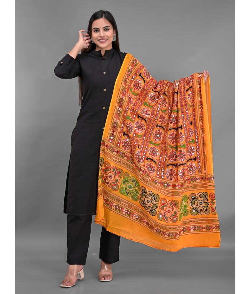     			Anjaneya Creations - Orange Cotton Women's Dupatta - ( Pack of 1 )