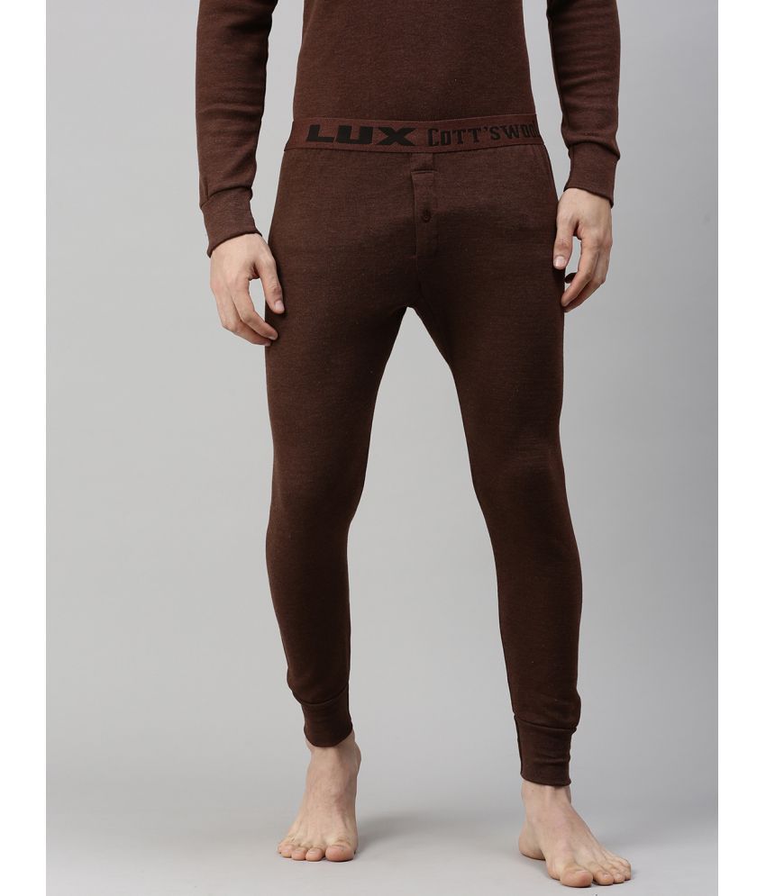     			Lux Cottswool Cotton Blend Men's Thermal Bottoms ( Brown )