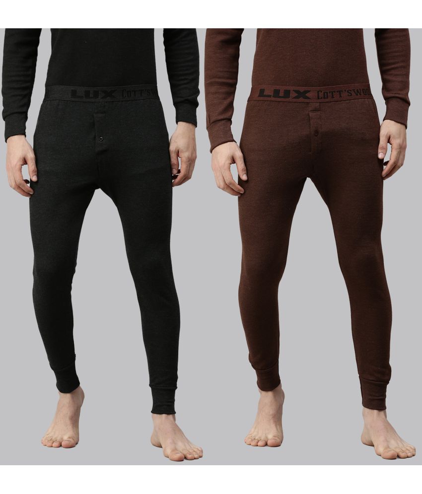     			Lux Cottswool - Multicolor Cotton Blend Men's Thermal Bottoms ( Pack of 2 )
