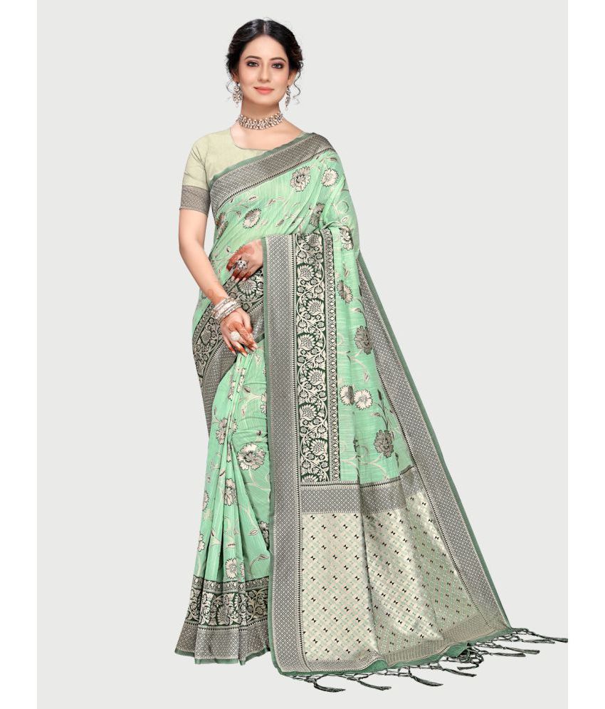     			Rekha Maniyar Banarasi Silk Embellished Saree With Blouse Piece - Green ( Pack of 1 )