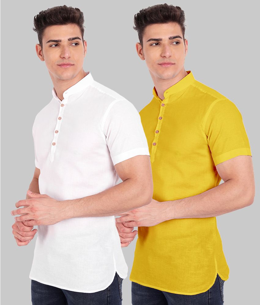     			Vida Loca - Yellow 100% Cotton Slim Fit Men's Casual Shirt ( Pack of 2 )