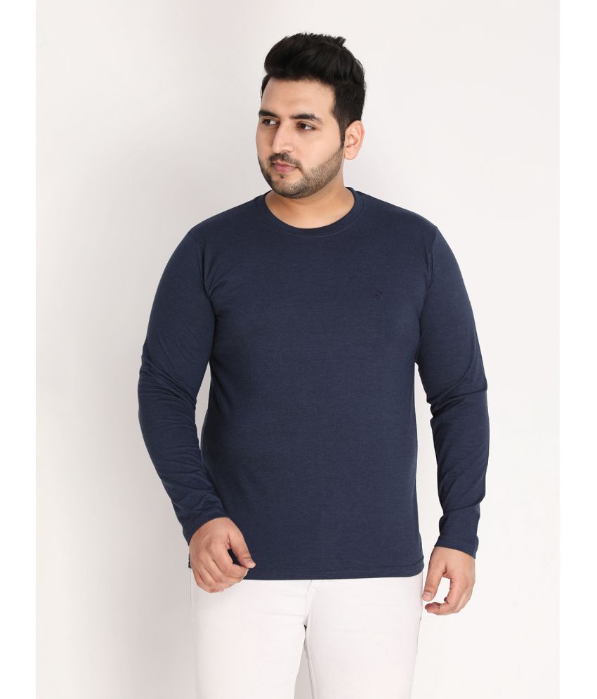     			Chkokko - Melange Blue Cotton Blend Regular Fit Men's T-Shirt ( Pack of 1 )