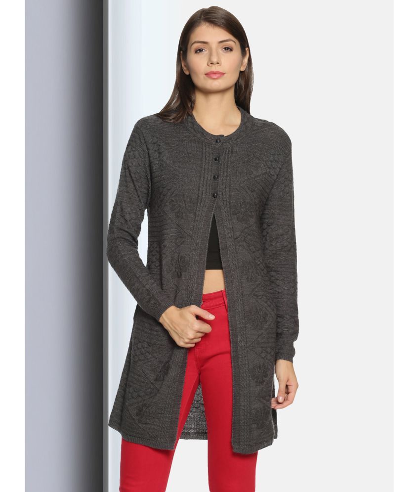     			Clapton Acro Wool Grey Buttoned Cardigans -