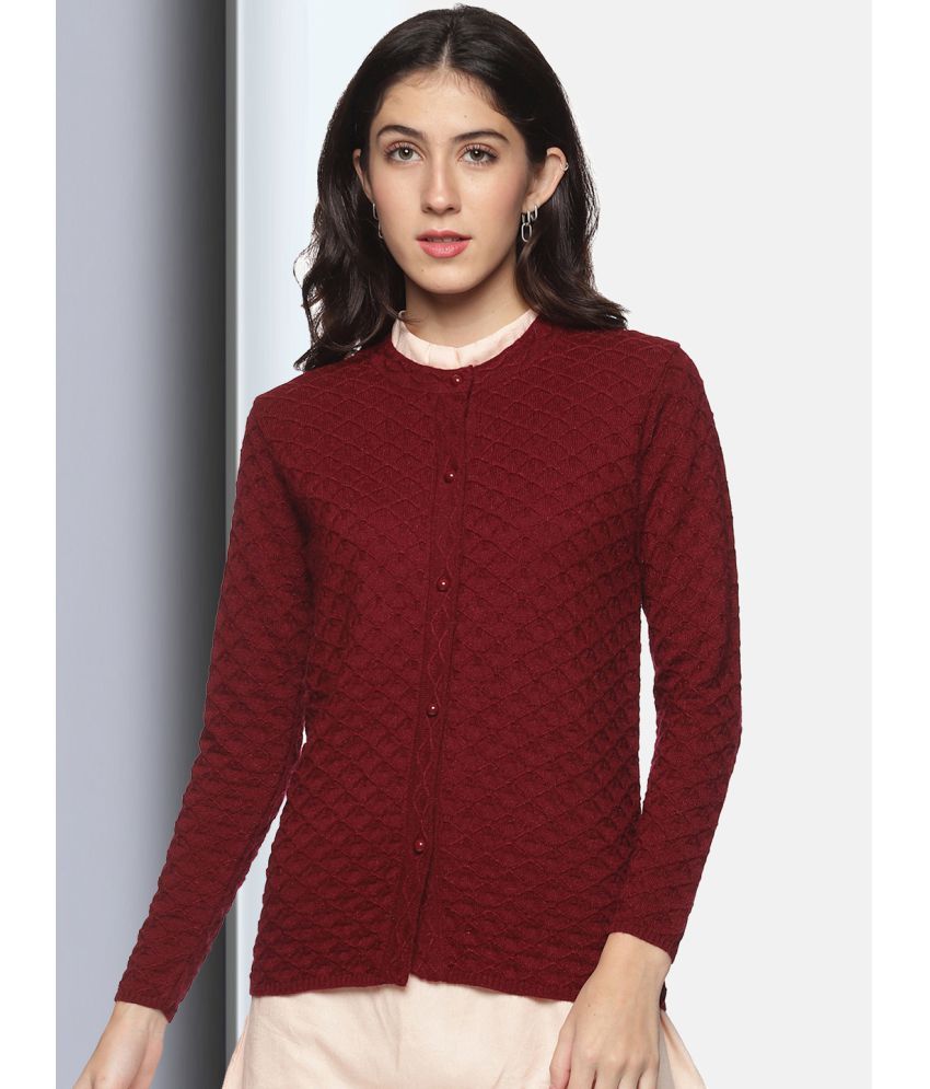     			Clapton Acro Wool Maroon Buttoned Cardigans -