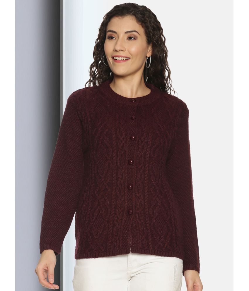     			Clapton Acro Wool Maroon Buttoned Cardigans -