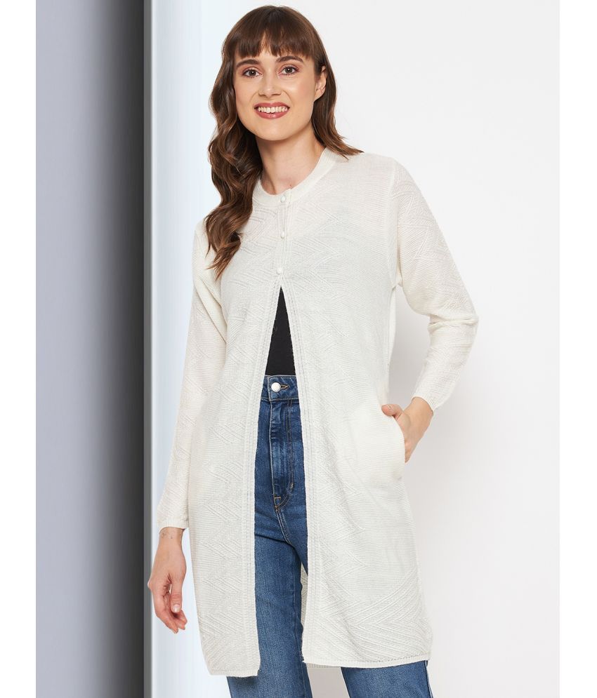     			Clapton Acro Wool White Buttoned Cardigans -