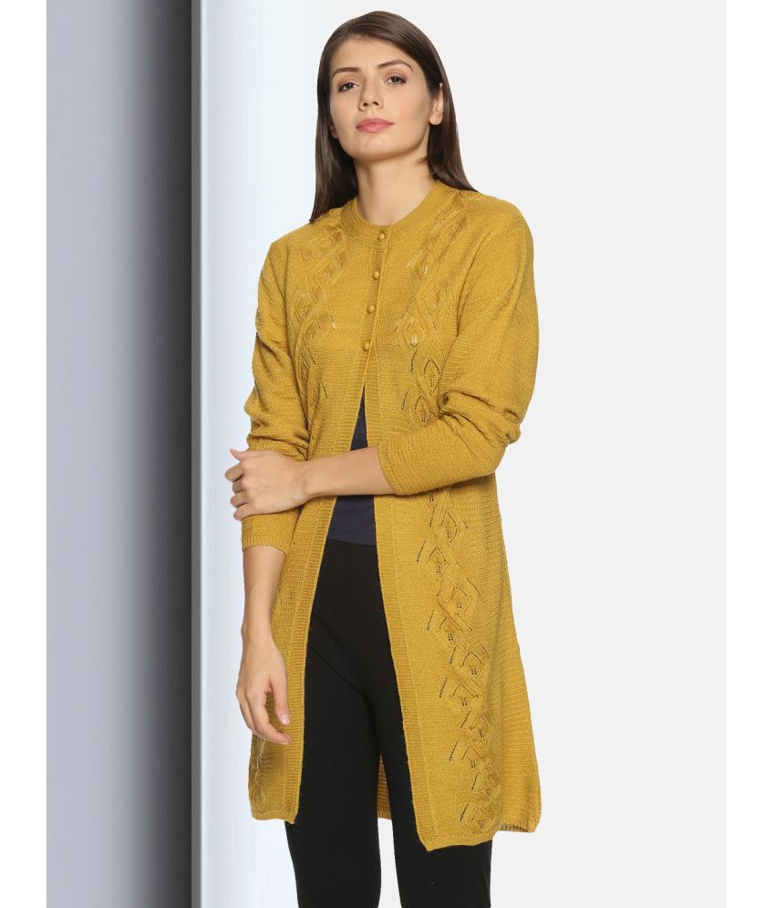     			Clapton Acro Wool Yellow Buttoned Cardigans -