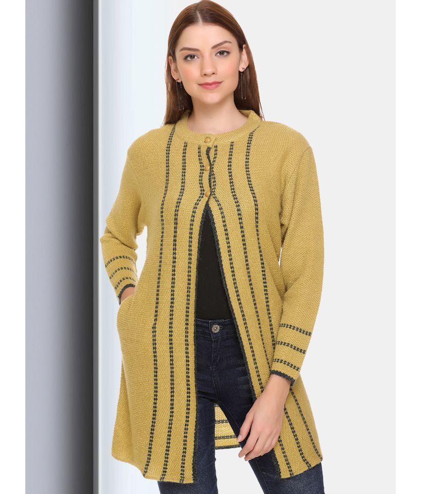     			Clapton Acro Wool Yellow Buttoned Cardigans -