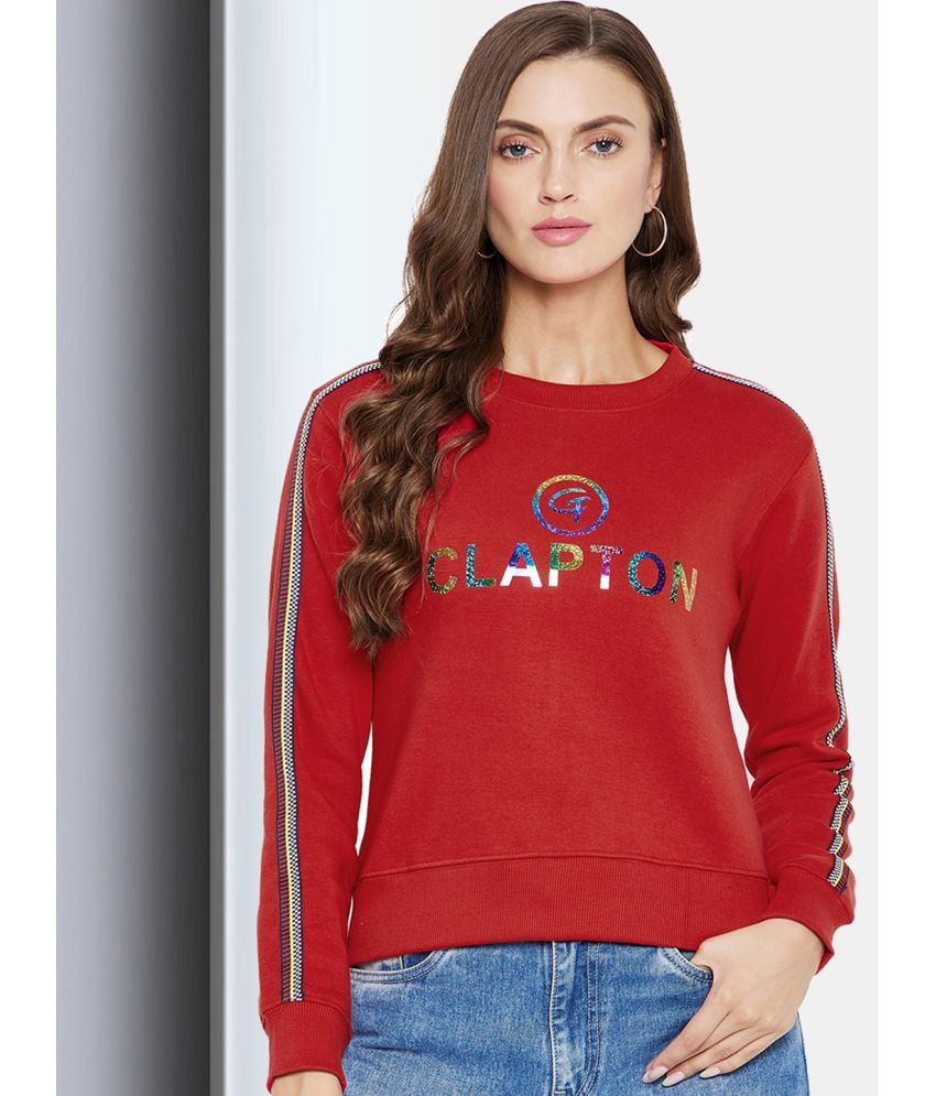     			Clapton Cotton Red Non Hooded Sweatshirt