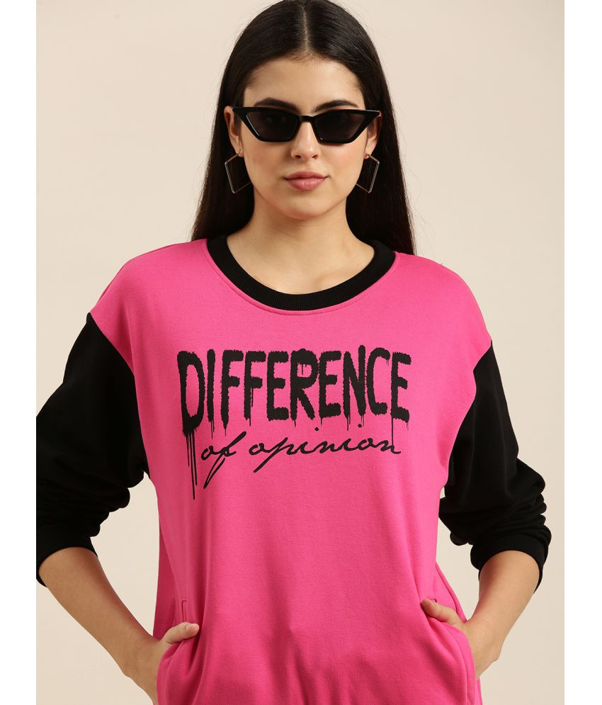     			Difference of Opinion Cotton Pink Non Zippered Sweatshirt