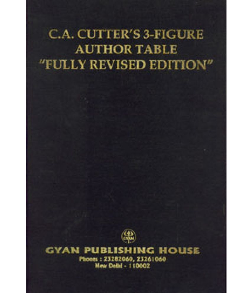     			C.A. Cutter's 3-Figure Author Table "Fully Revised Edition"