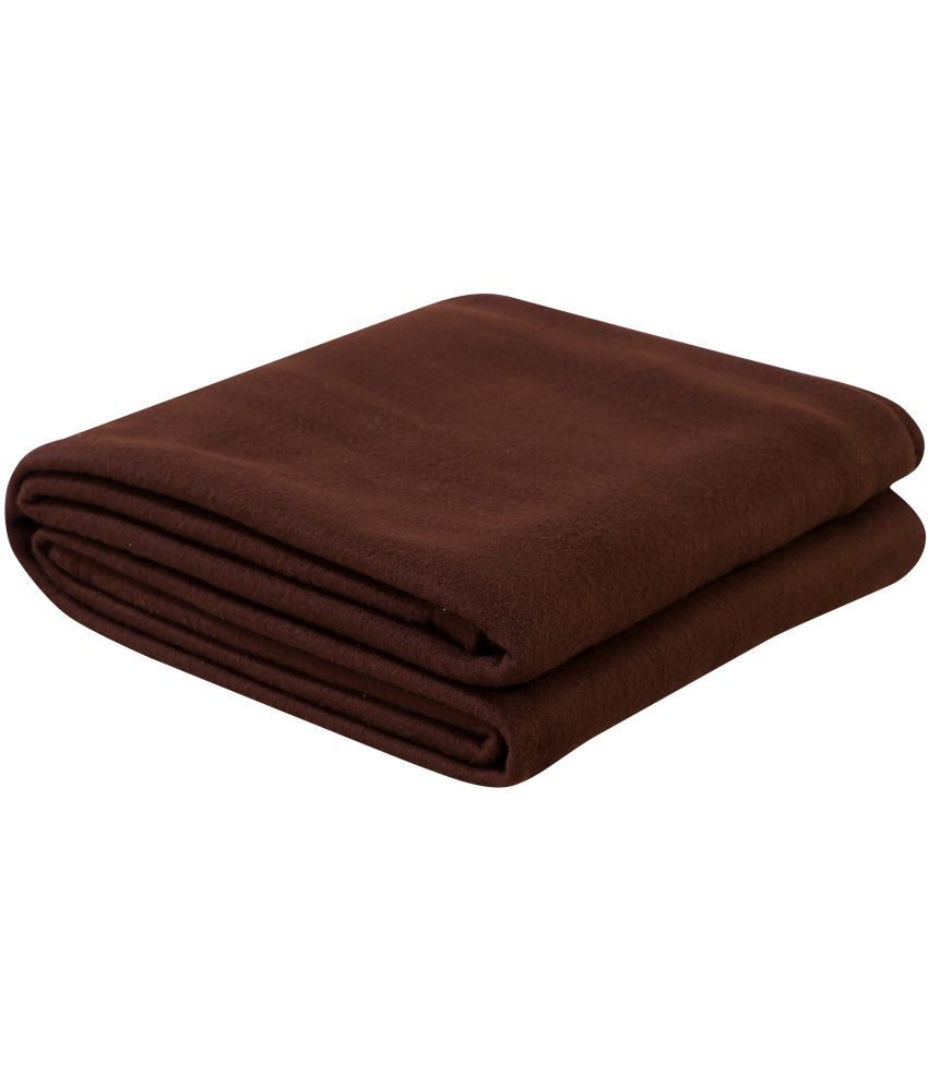 HOMETALES Coffee Fleece Mild Winter Double Blanket ( Pack of 1
