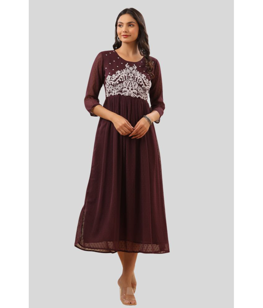     			Juniper - Purple Cotton Blend Women's Fit & Flare Dress ( Pack of 1 )