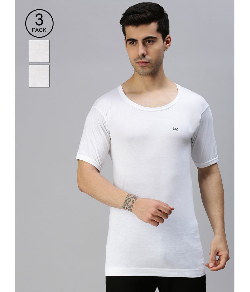     			Lux Cozi - White Cotton Blend Men's Vest ( Pack of 3 )