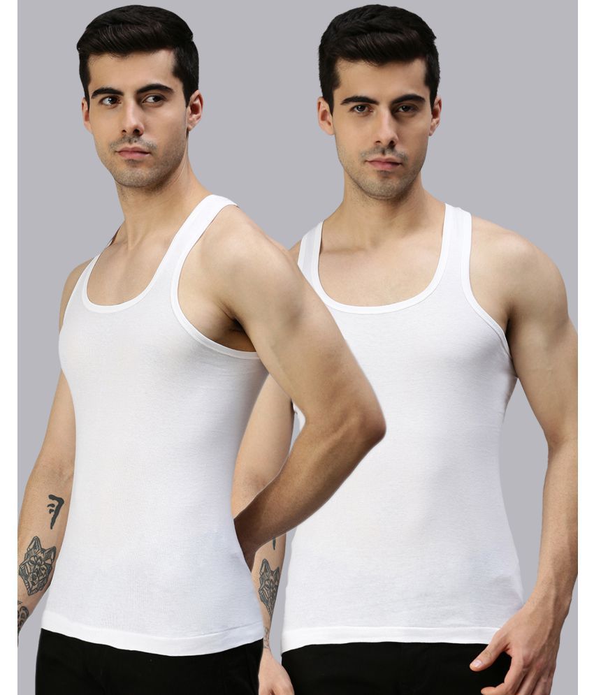 Lux Cozi - White Cotton Blend Men's Vest ( Pack of 3 )