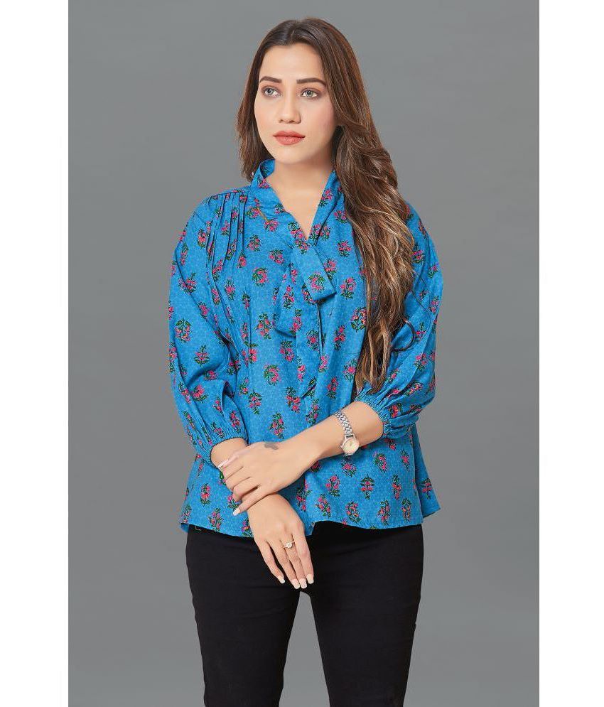     			MIRROW TRADE - Blue Polyester Women's Regular Top ( Pack of 1 )