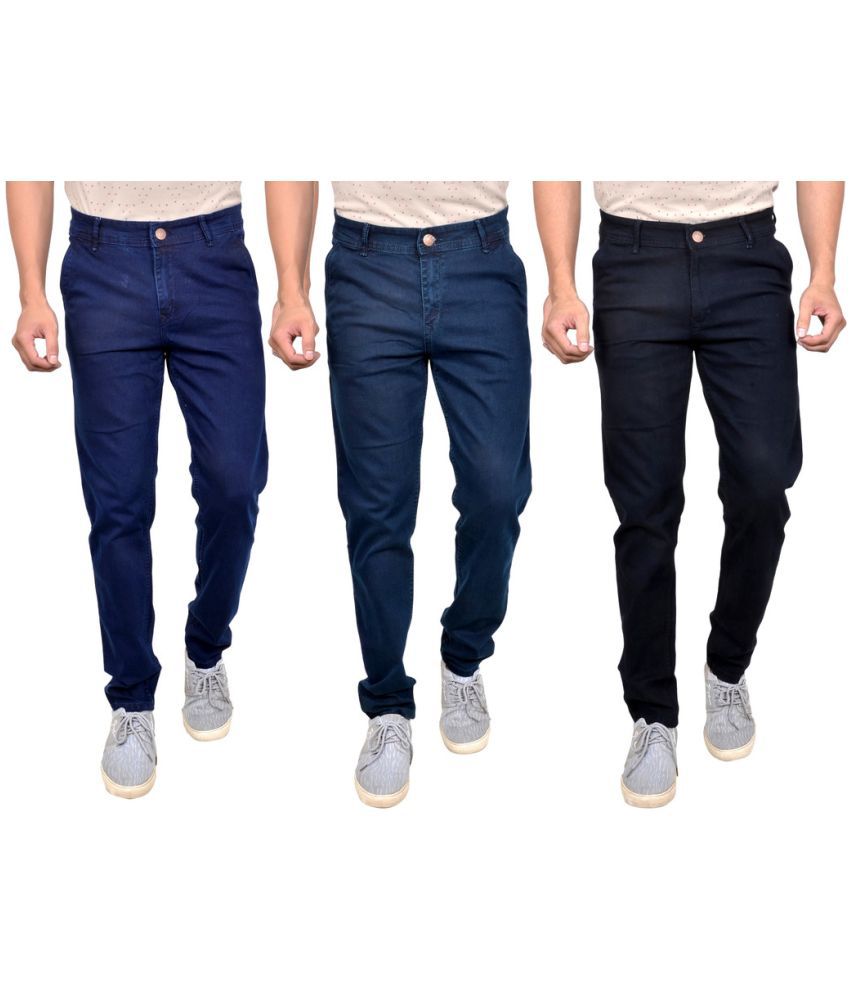     			MOUDLIN - Navy Blue Denim Slim Fit Men's Jeans ( Pack of 3 )